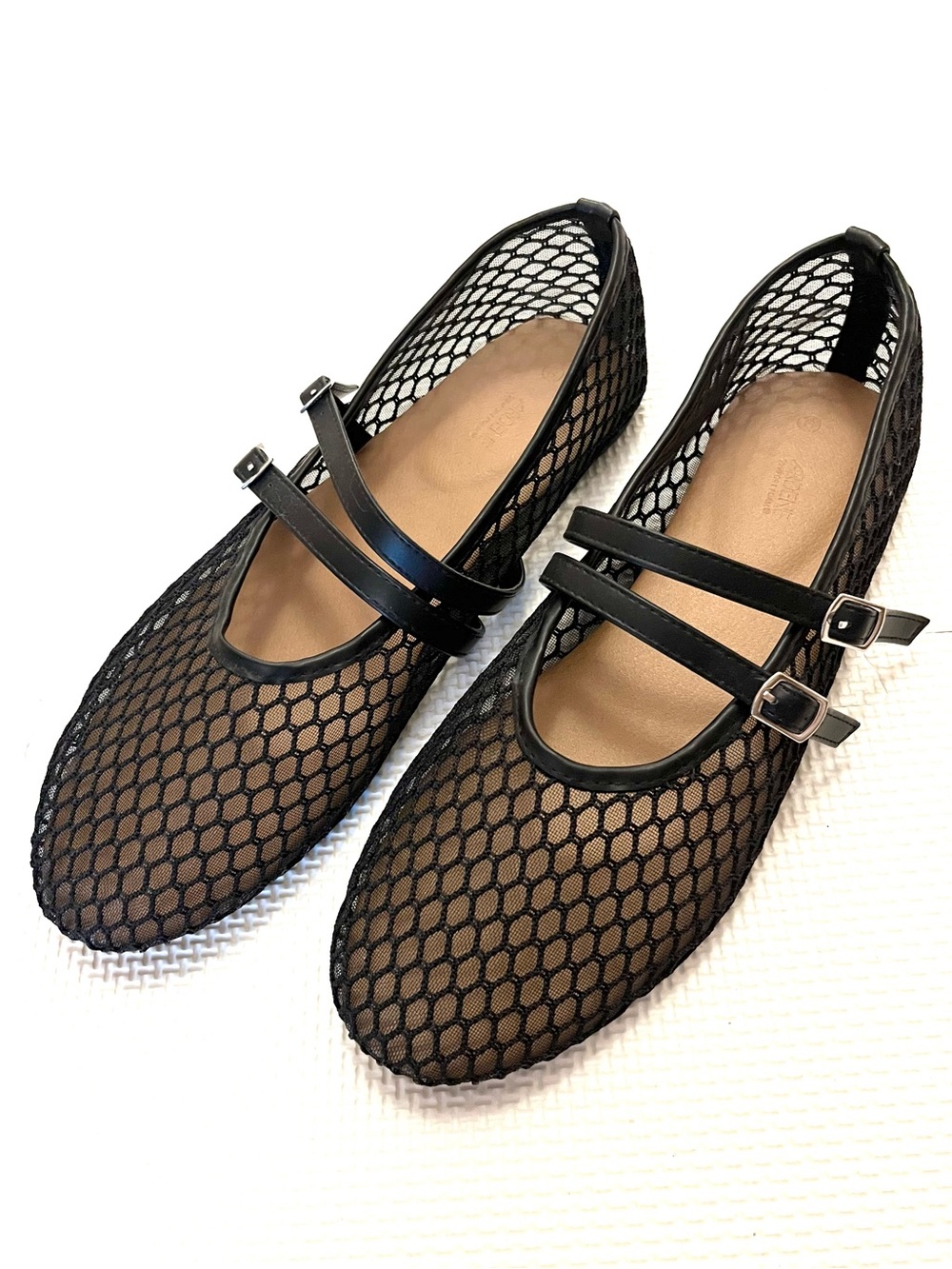 Ardene Black Mesh Mary Jane Ballet Flats Size 9 New Without Tags